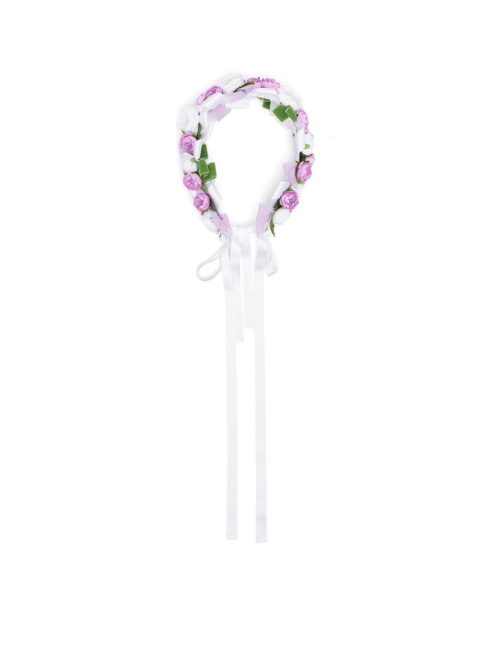 Fascia per capelli per bambina Colorichiari bianco con applicazioni floreali e nastro di grosgrain FL968218 AF754 86 COLORICHIARI KIDS