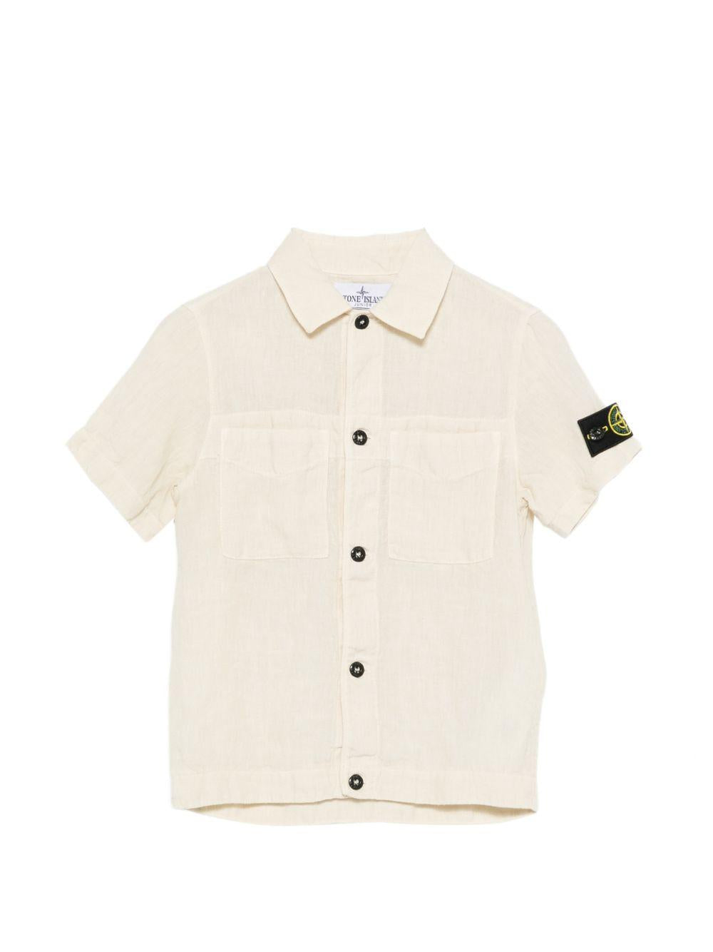 Camicia per bambino Stone Island Junior beige a maniche corte L1S161100001S0145 V0097 STONE ISLAND KIDS