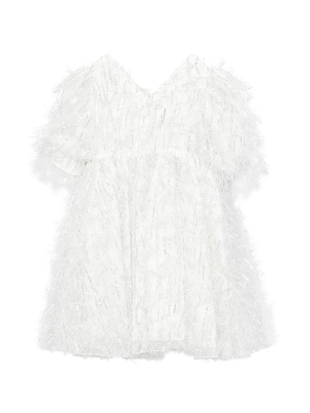 Abito per bambina Alapage bianco con dettagli frange 26SAGDRE00042 BIANCO A'LAPAGE KIDS