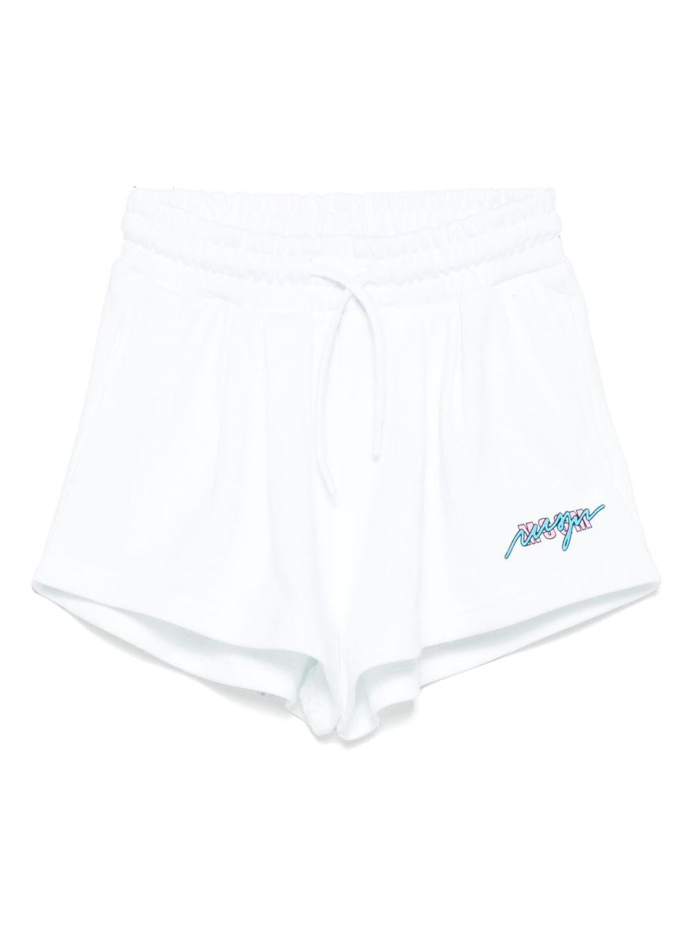 Shorts sportivi in cotone per bambina MSGM Kids bianco con stampa sulla gamba S5MSJGSH093 001 MSGM KIDS