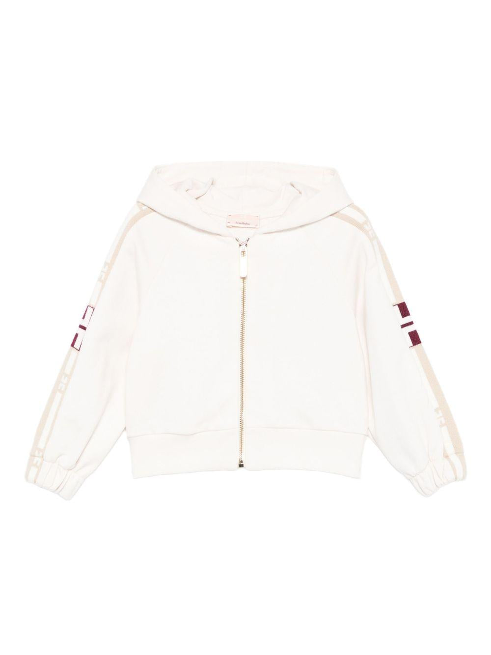 Felpa per neonata Elisabetta Franchi La Mia Bambina beige con cappuccio e zip EGFE0570FF002 D760 ElISABETTA FRANCHI