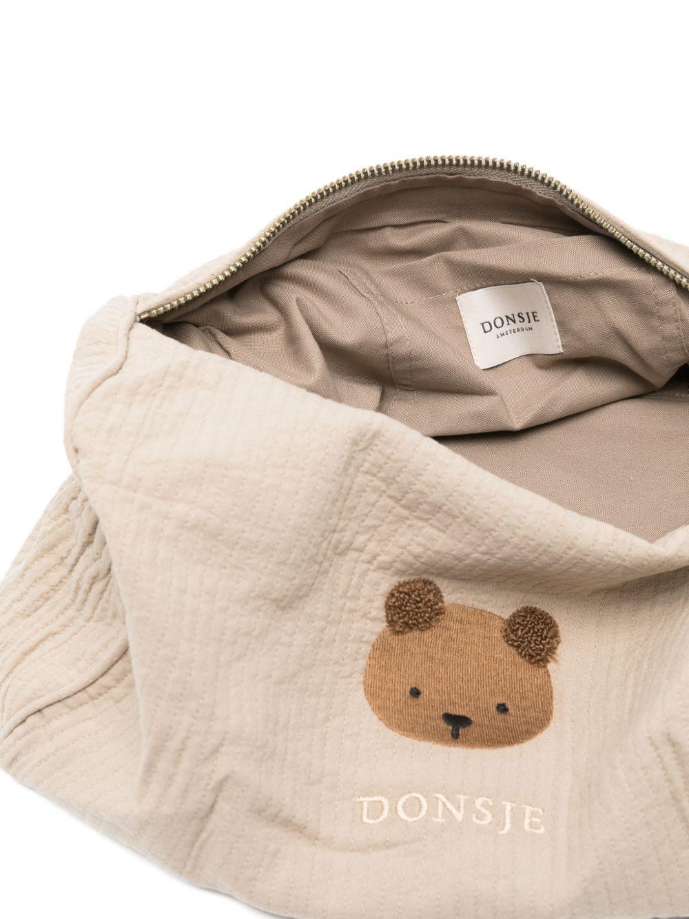 Borsa da toilette per neonati Donsje beige con ricamo orsetto 7100202 00017 DONSJE
