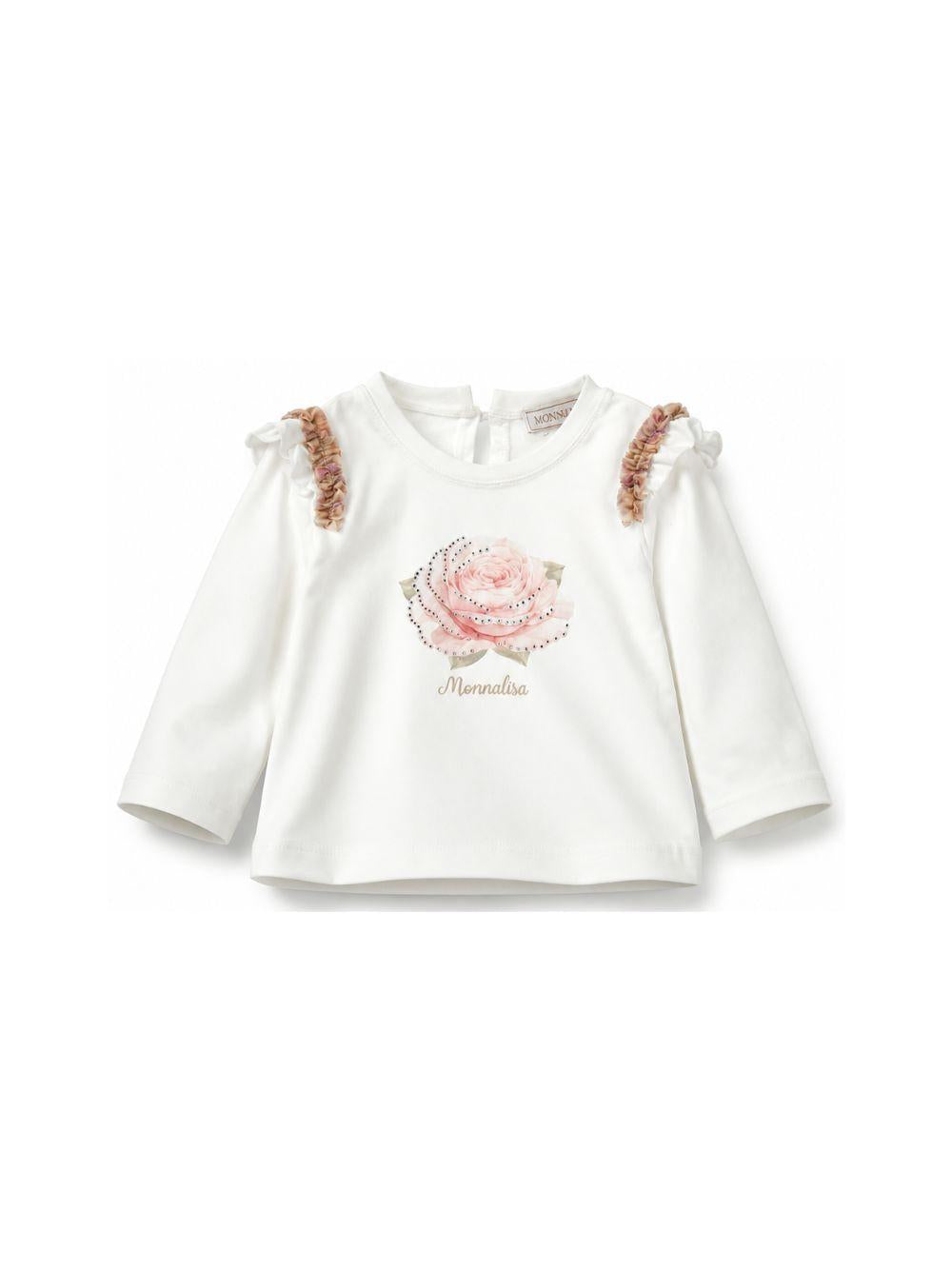 T-shirt per neonata Monnalisa Kids bianca con dettagli ruches 39H602 8002 0001 MONNALISA KIDS