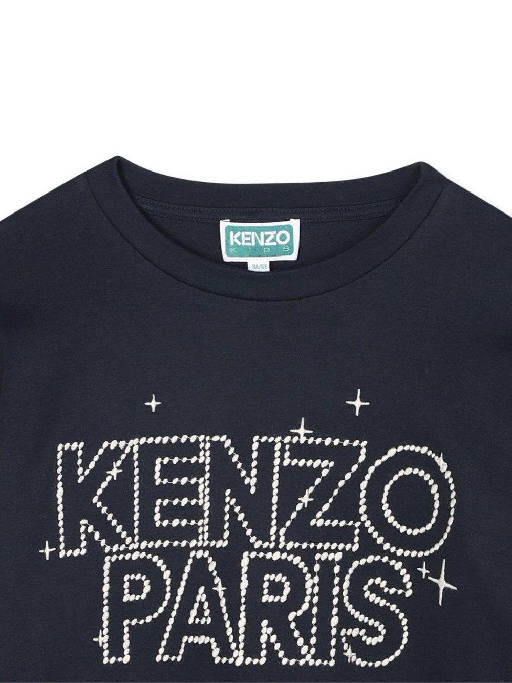 T-shirt per bambino Kenzo Kids blu a maniche lunghe con logo K61436 845 KENZO KIDS