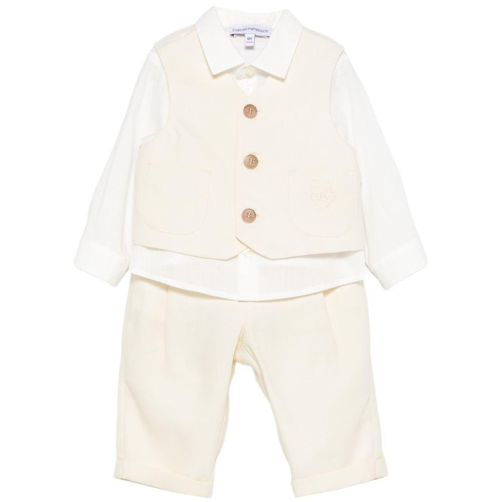 Abito per neonato Emporio Armani Kids beige con bottoni EB000902 AF21040 U1079 EMPORIO ARMANI KIDS