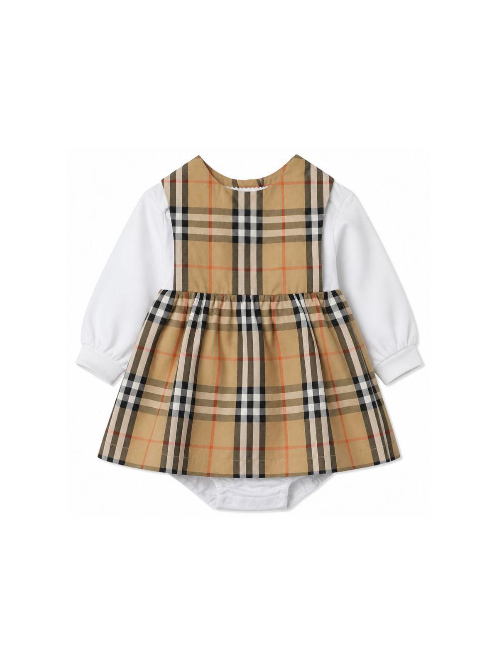 Abito per neonata Burberry Kids beige con motivo Check Vintage 8117967 B9368 BURBERRY KIDS