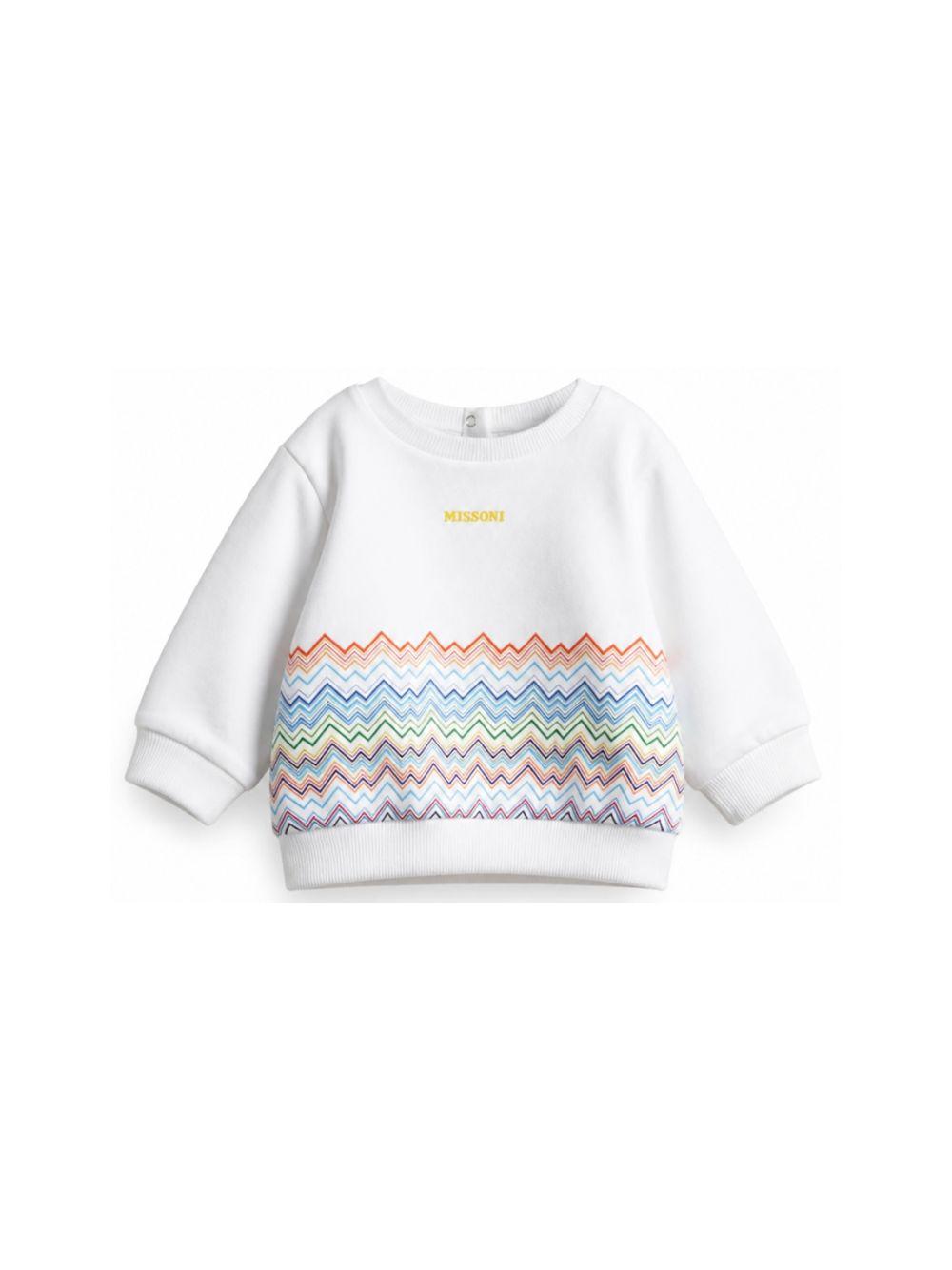 Felpa per neonato Missoni Kids bianca con motivo a zig zag MY4540 F0061 100MC MISSONI KIDS