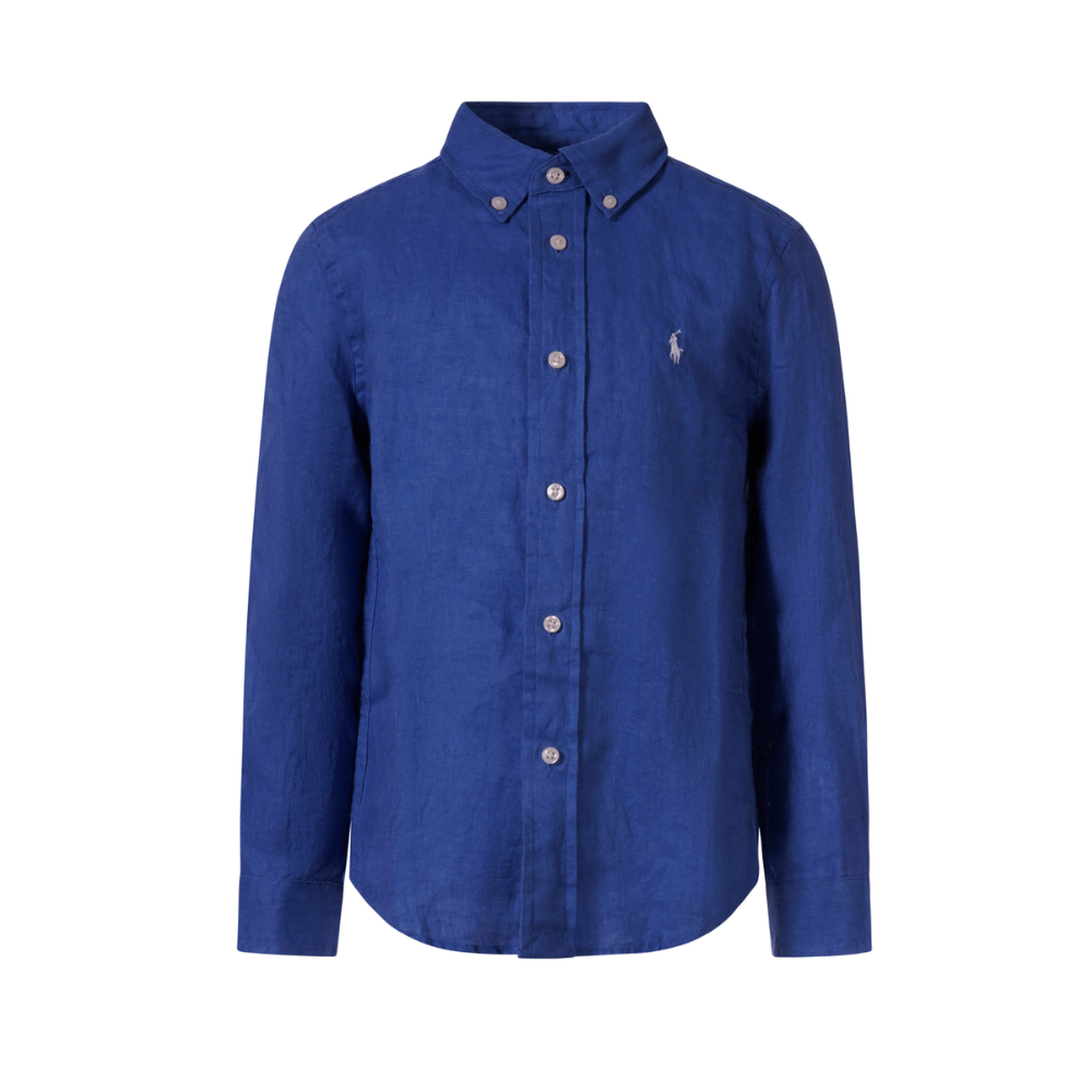 Camicia per bambino Polo Ralph Lauren Kids blu con caratteristico motivo Polo Pony 322967600 500 Ralph Lauren kids
