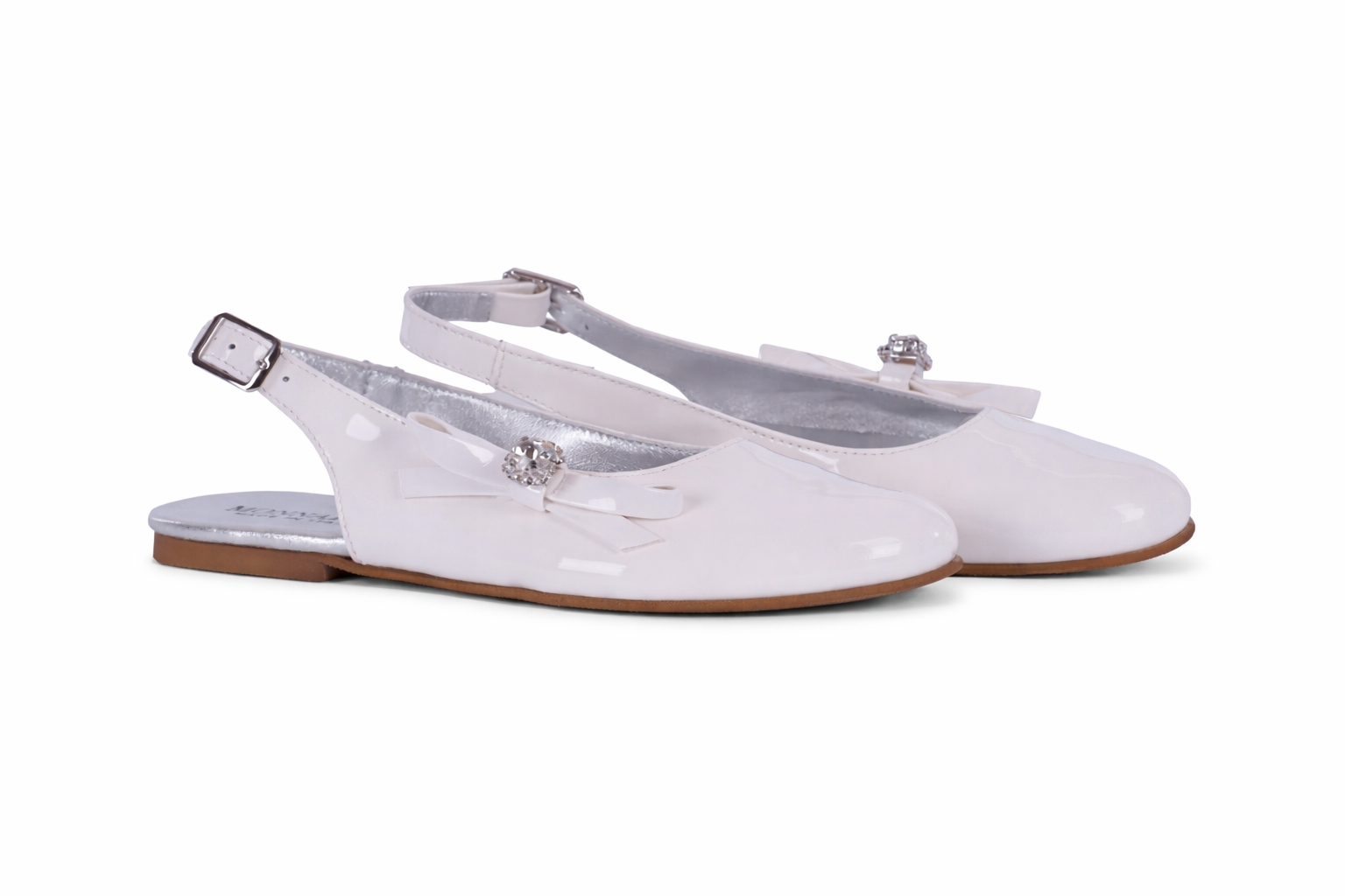Ballerine per bambina Monnalisa bianche con fiocco e cristalli 87G000 7706 0099 MONNALISA KIDS