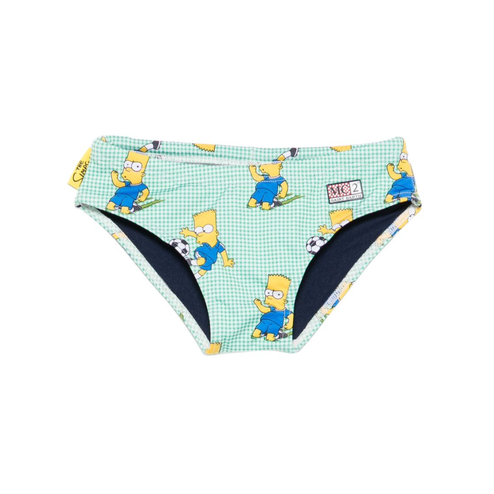 Slip da bagno per bambibno MC2 Saint Barth Kids verde con motivo a quadretti BIL0001 03641L MC2 ST. BARTH KIDS