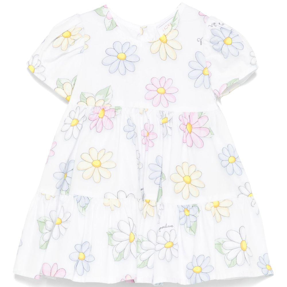 Abito per neonata Monnalisa bianco con stampa a fiori 31E911 5663 0099 MONNALISA