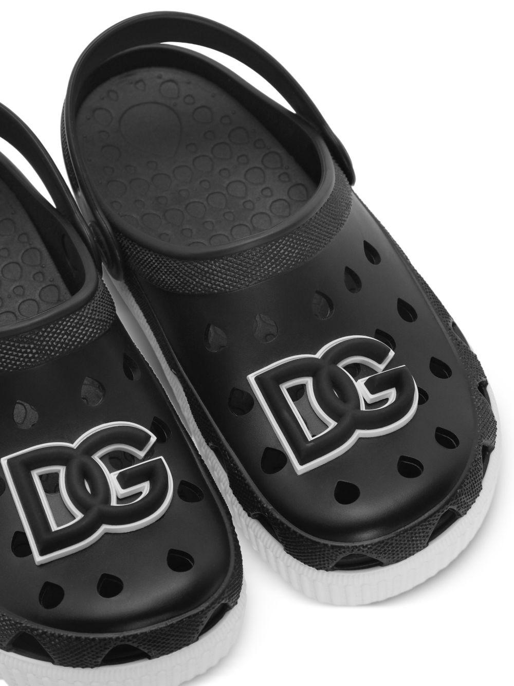 Sandali per bambini Dolce & Gabbana Kids neri con applicazione logo sul davanti DN0213 AT079 80999 DOLCE & GABBANA KIDS
