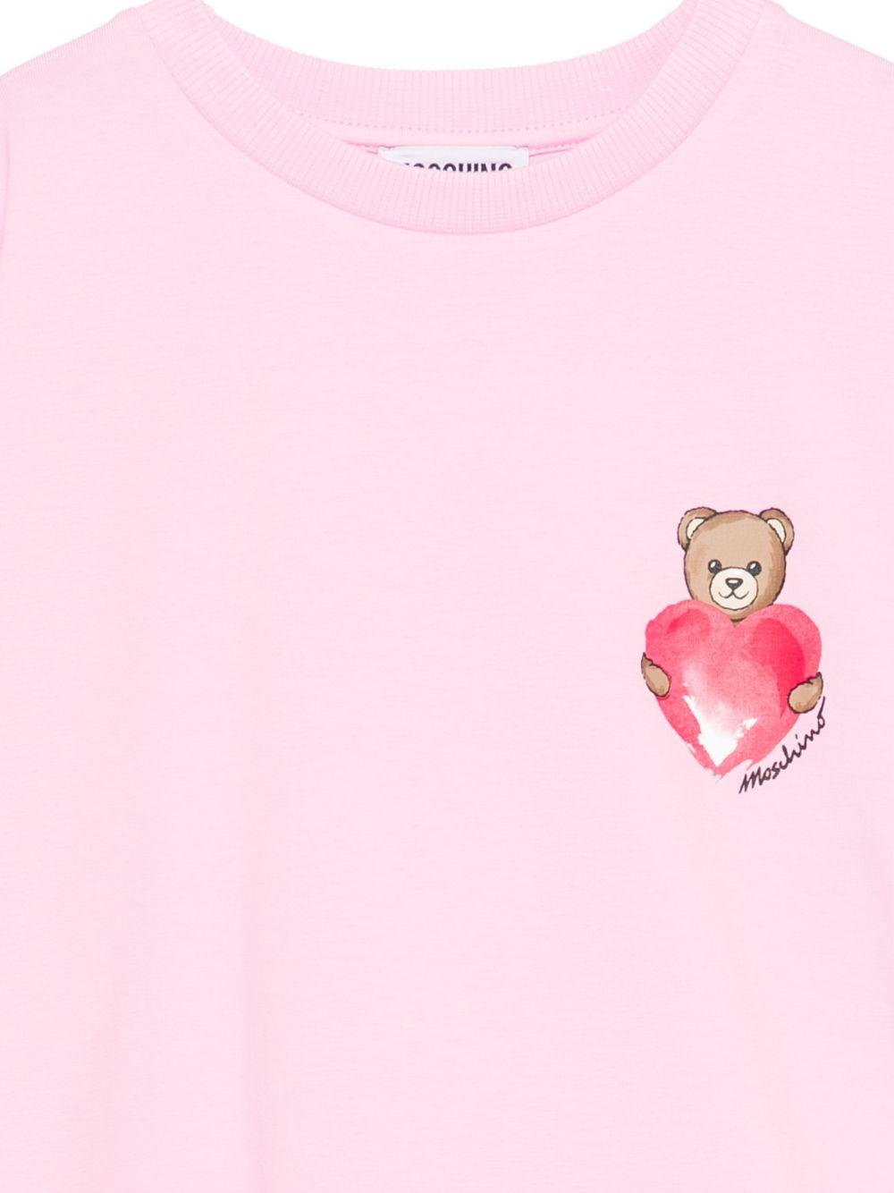 T-shirt per bambina Moschino Kids rosa con stampa Teddy Bear HDM076LBA00 51473 MOSCHINO KIDS