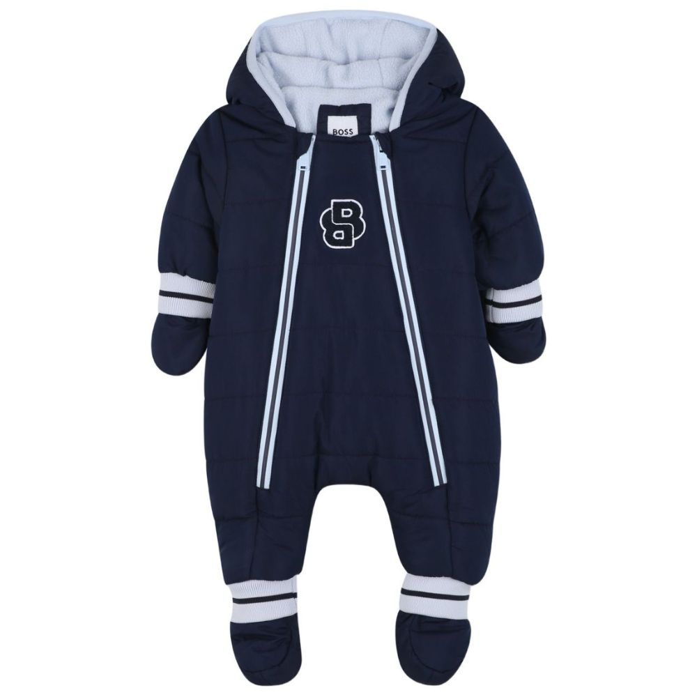 Tuta per neonato Boss Kids blu con muffole rimovibili J52516 849 BOSS KIDS