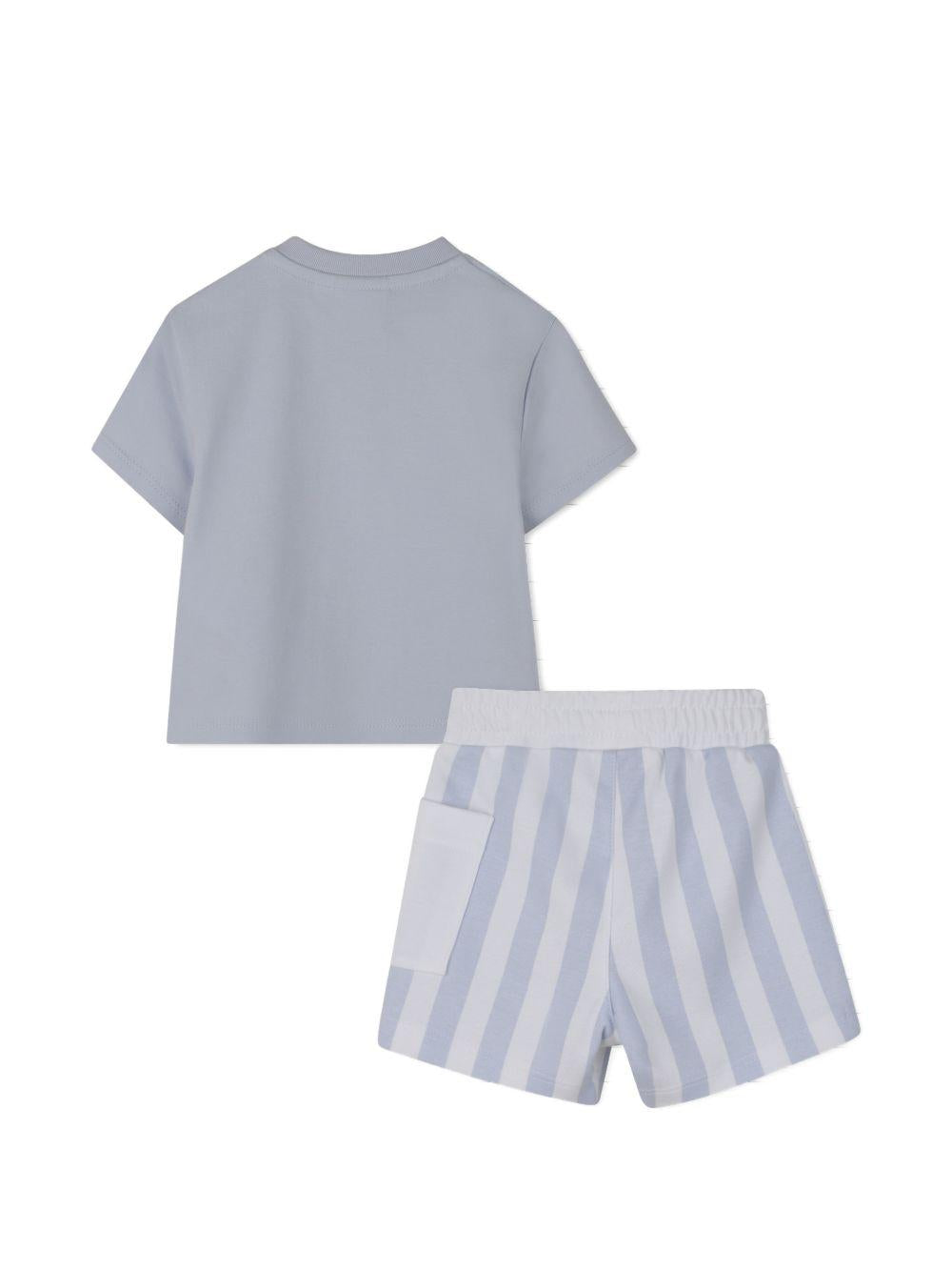 Set t-shirt con shorts per neonato Boss Kids azzurro con motivo a righe J53048 771 BOSS KIDS