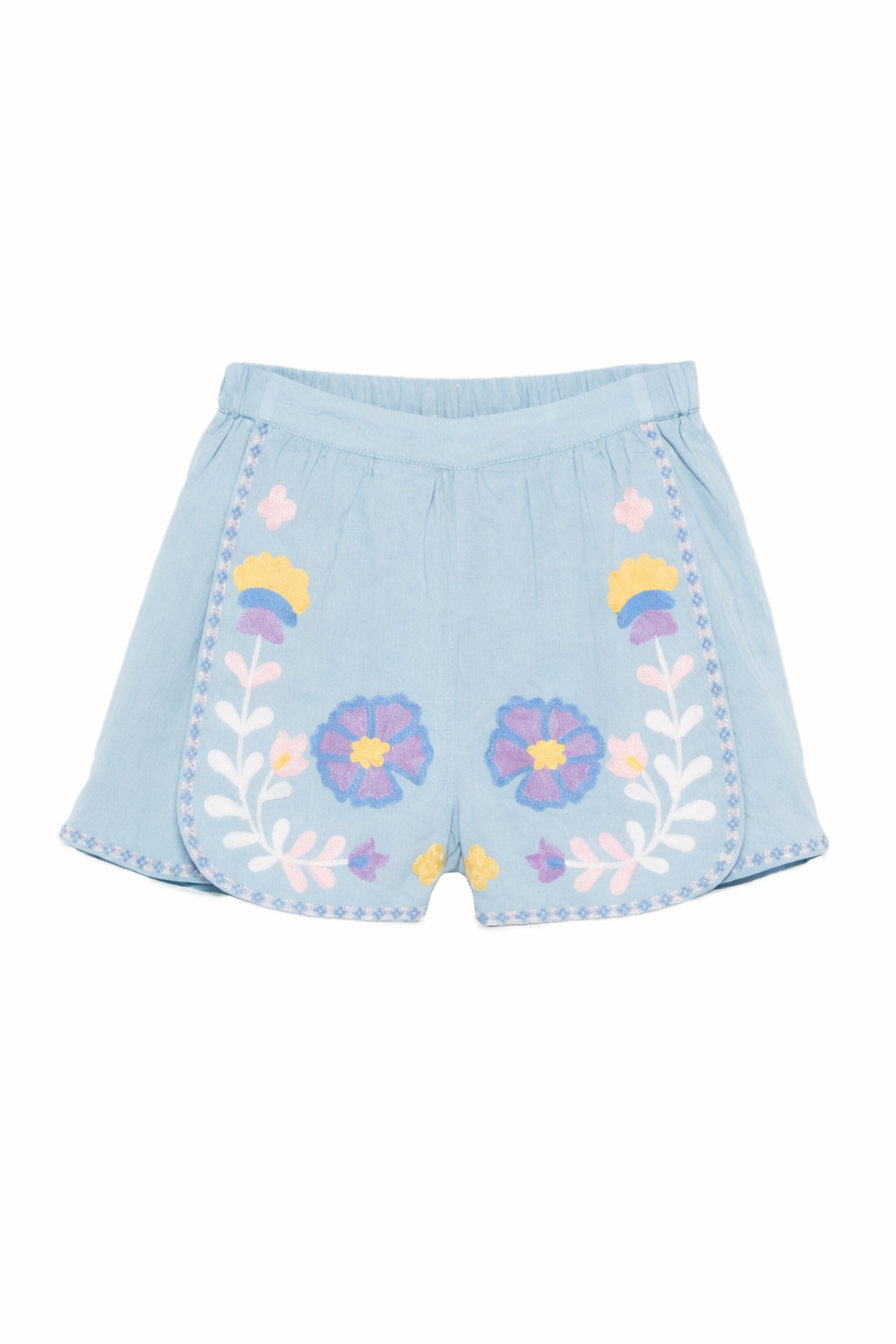 Shorts per bambina Louise Misha azzurri con ricamo floreale GRI-S26-S0066 BLUE LOUISE MISHA KIDS