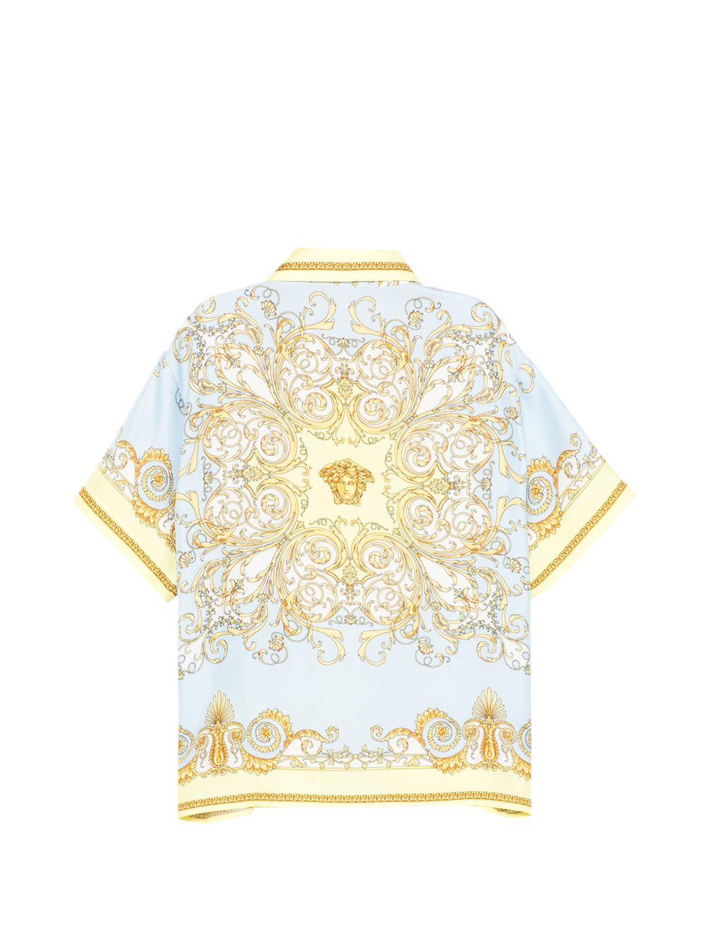 Camicia per bambino Versace Kids azzurra con motivo barocco 10182601A17228 5Y580 VERSACE KIDS