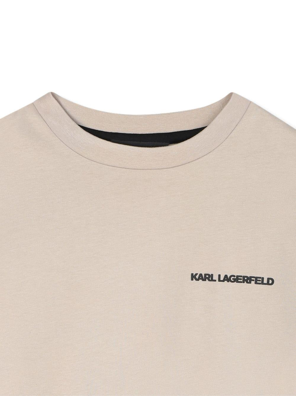 T-shirt per bambino Karl Lagerfeld Kids beige con stampa grafica Z30964 211 KARL LAGERFELD KIDS