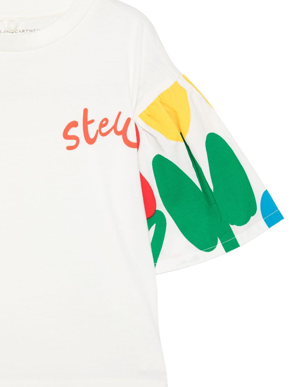 T-shirt per bambina Stella McCartney Kids bianca con stampa floreale TY8B71 Z0434 101 STELLA McCARTNEY KIDS