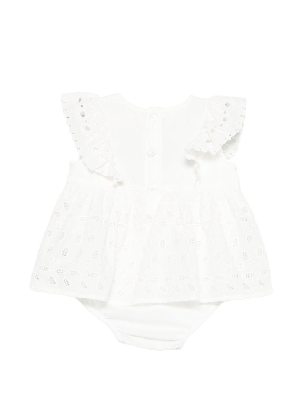Abito per neonata Louise Misha bianco con dettagli traforati FRI-S26-R0290 OFF WHITE LOUISE MISHA KIDS