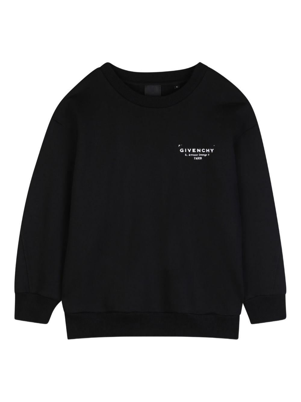 Felpa per bambino Givenchy Kids nera con logo sul davanti H31098 09B GIVENCHY KIDS