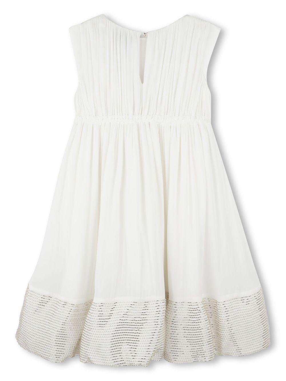 Abito per bambina Lanvin Enfant bianco con perline e scollo a V N30209 117 LANVIN