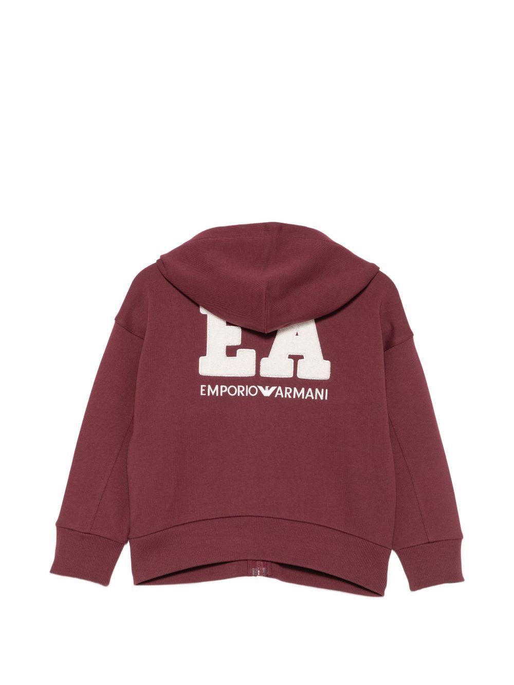 Felpa per bambino Emporio Armani Kids bordeaux con patch del logo sul retro EB001391 AF26020 UA343 EMPORIO ARMANI KIDS