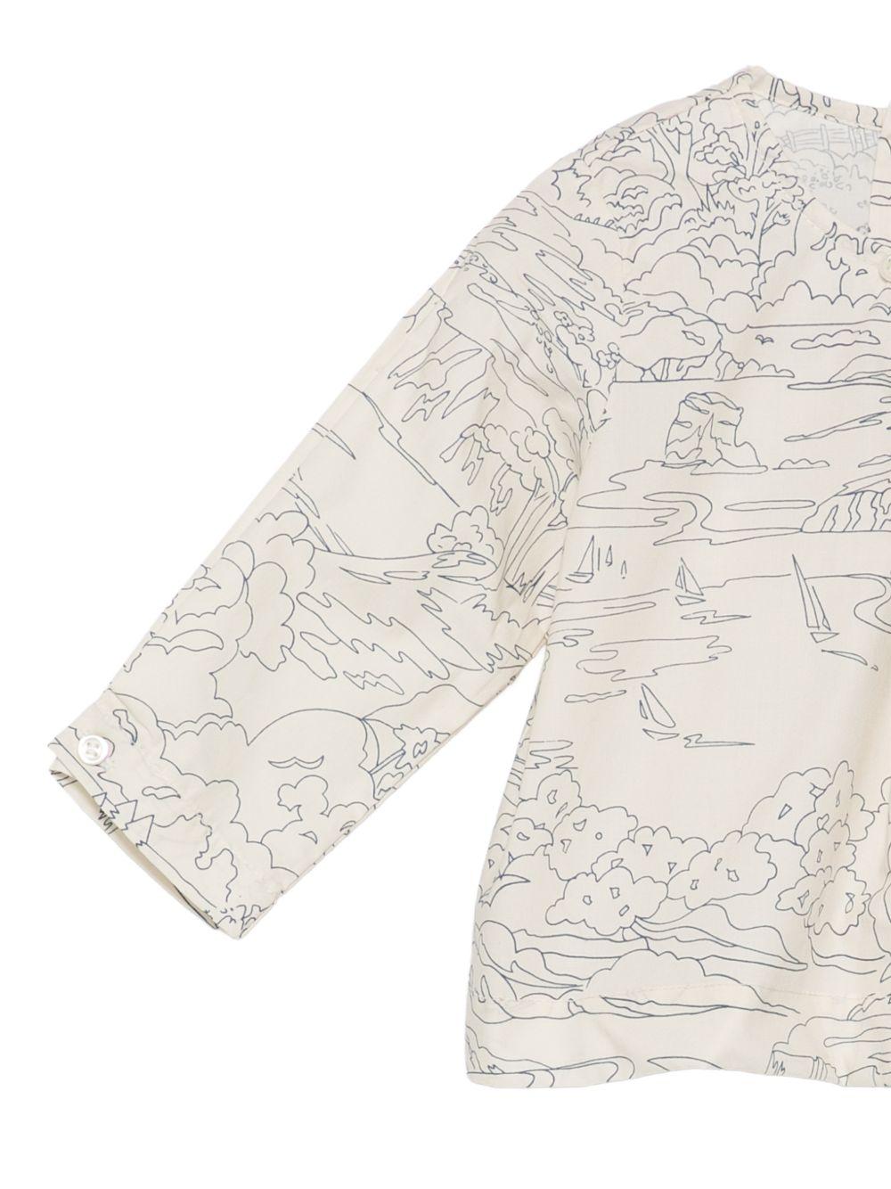 Camicia per neonata Bonpoint beige con stampa grafica all-over S06YSHW00013 677 BONPOINT KIDS