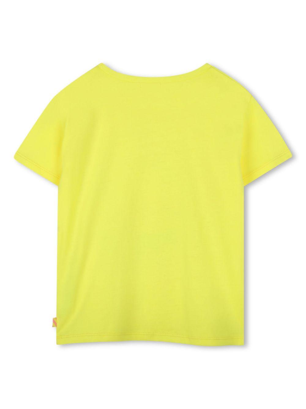 T-shirt con paillettes per bambina Billieblush giallo con stampa sul davanti U20924 549 BILLIEBLUSH