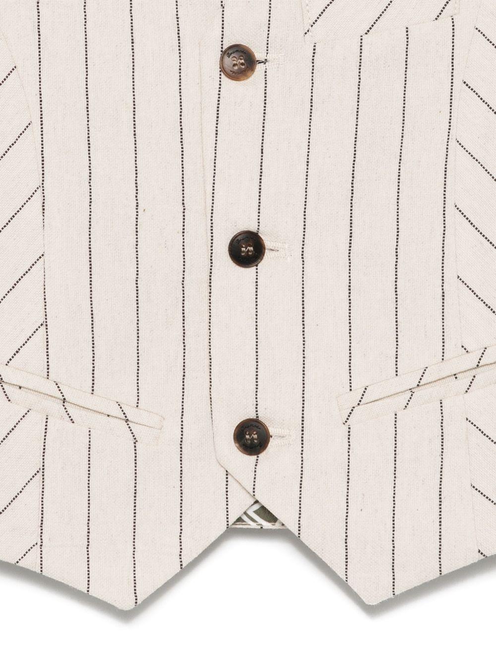Gilet sartoriale Drumohr Kids beige con fibbia frontale e dettaglio tasca finta S5VS71 G51 DrUMOHR KIDS