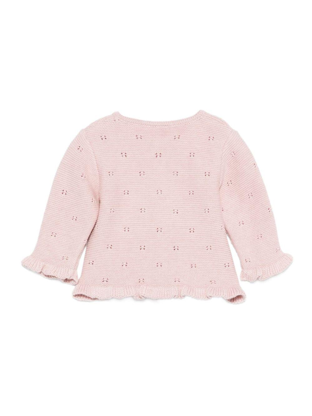 Cardigan per neonata Paz Rodríguez rosa con modello con occhielli 001-123031 32 H94 PaZ RODRIGUEZ