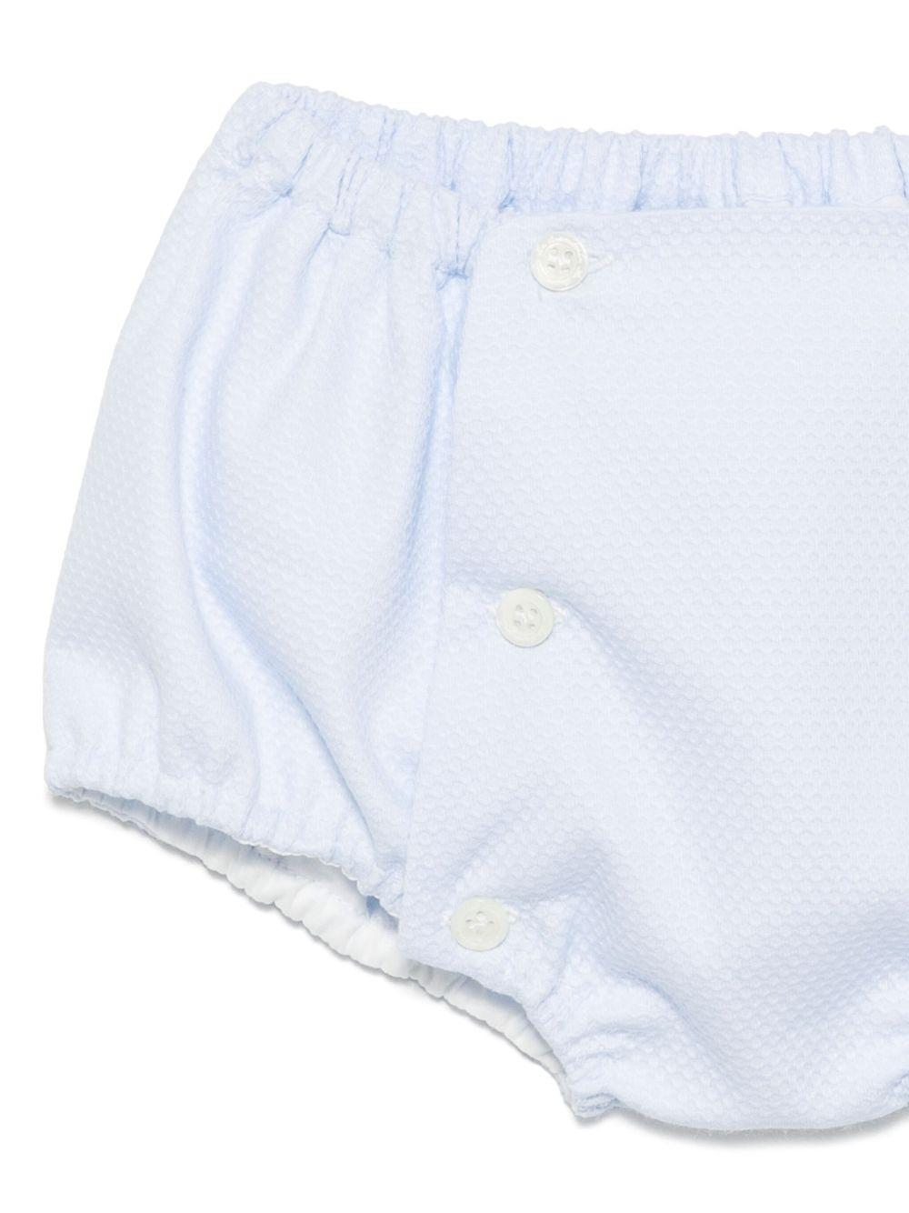 Completo per neonato La Stupenderia bianco con shorts in cotone e colletto Peter Pan TBCT59 P08 LA STUPENDERIA KIDS