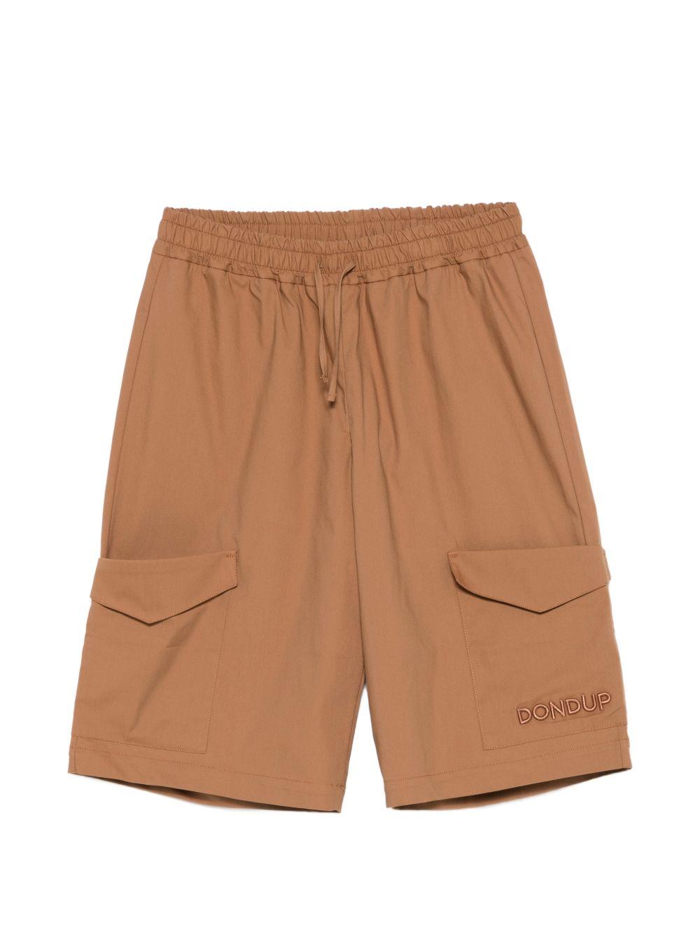 Shorts per bambino DONDUP Kids marroni con logo ricamato sul davanti DMBE0250TV124 6009 DONDUP KIDS
