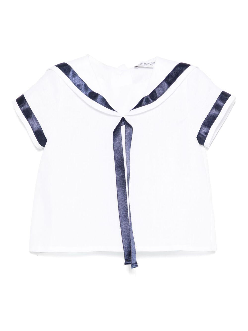 Camicia per neonato JESURUM BABY Ottavio bianco con bordo a righe OTTAVIO VAR.84 JESURUM