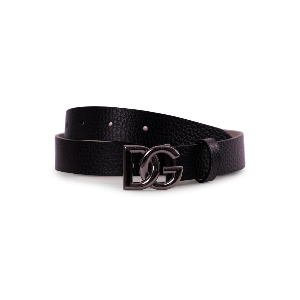 Cintura per bambino Dolce & Gabbana Kids nera con fibbia con logo EC0083 AI218 80999 DOLCE & GABBANA KIDS
