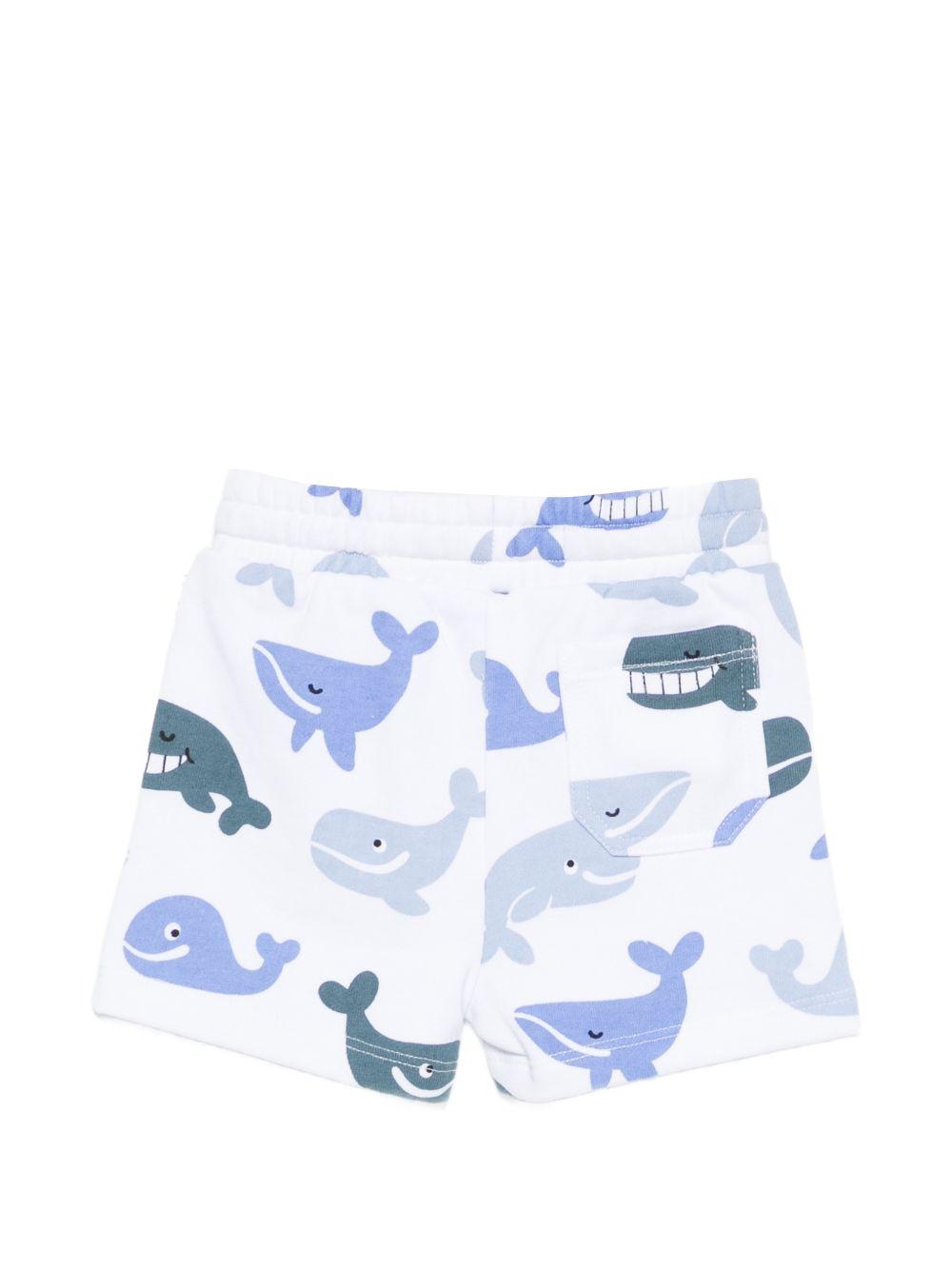 Shorts per neonato Stella McCartney Kids bianchi con stampa balene TY6559 Z3567 100MC STELLA McCARTNEY KIDS