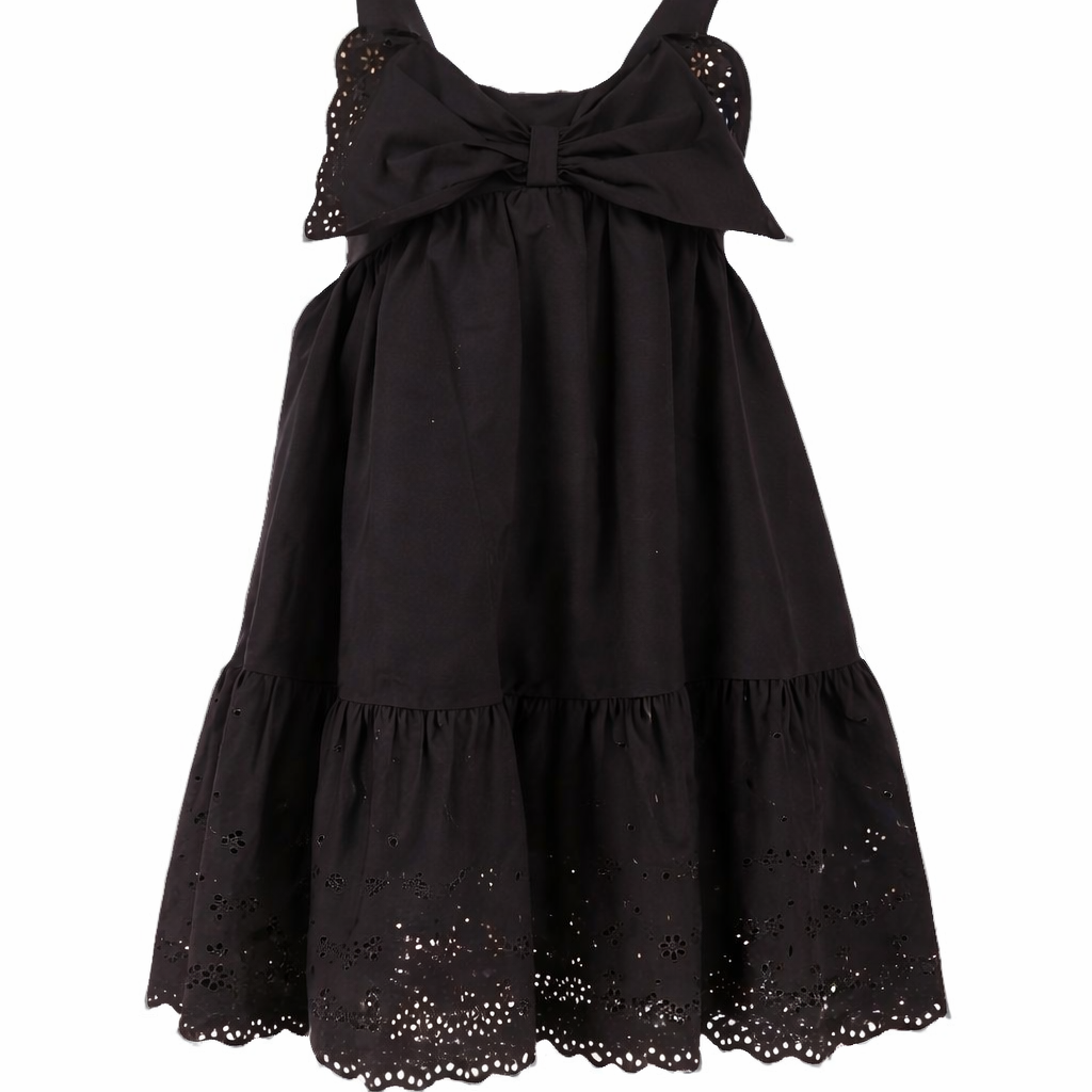 Abito per bambina Monnalisa nero in popeline con fiocco 17G902 7043 0050 MONNALISA KIDS
