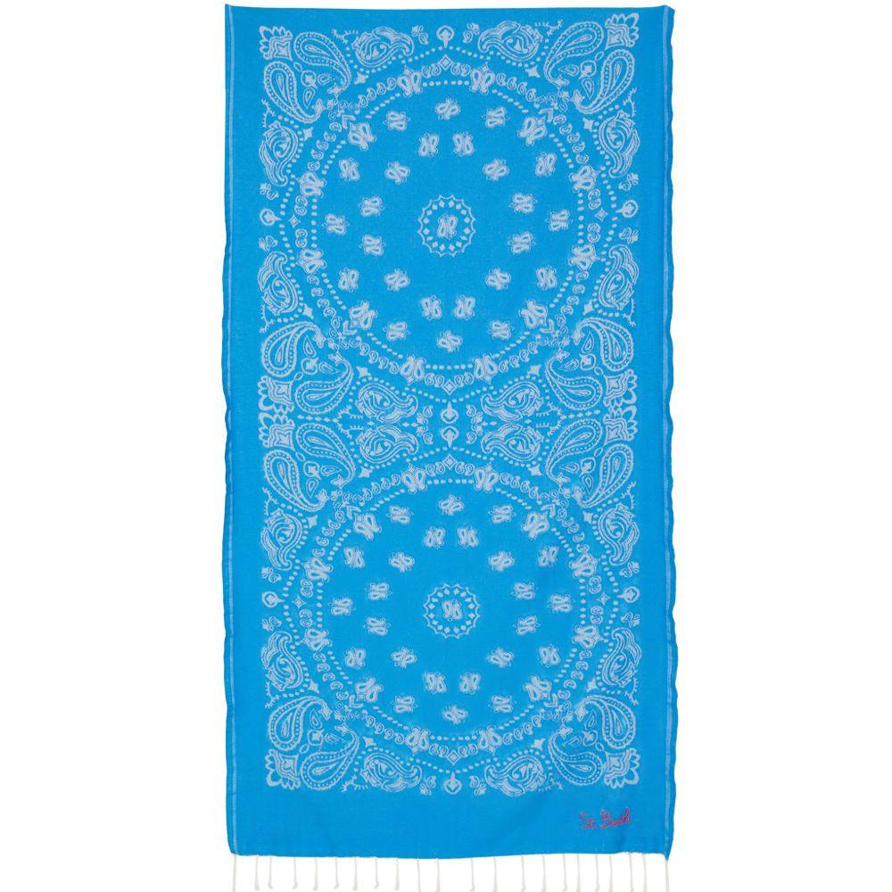 Telo mare per bambino MC2 Saint Barth Kids azzurro con stampa grafica all-over FOUT009 02703L MC2 ST. BARTH KIDS
