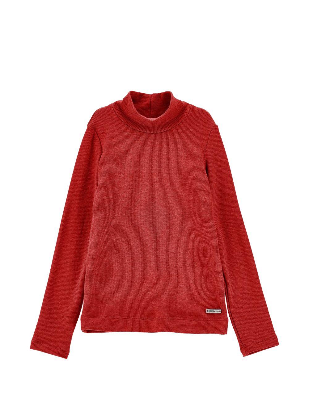 Maglione per bambina Monnalisa Kids rosso con motivo a coste 17HLUC 8212 0043 MONNALISA KIDS
