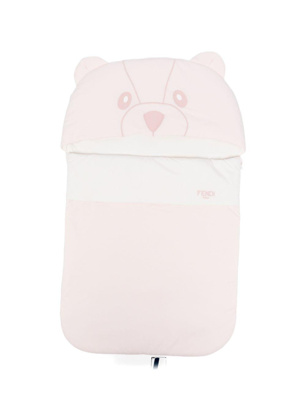 Sacco a pelo per neonata Fendi Kids rosa con motivo orsetto BUJ324 ST8 F0C11 FENDI KIDS