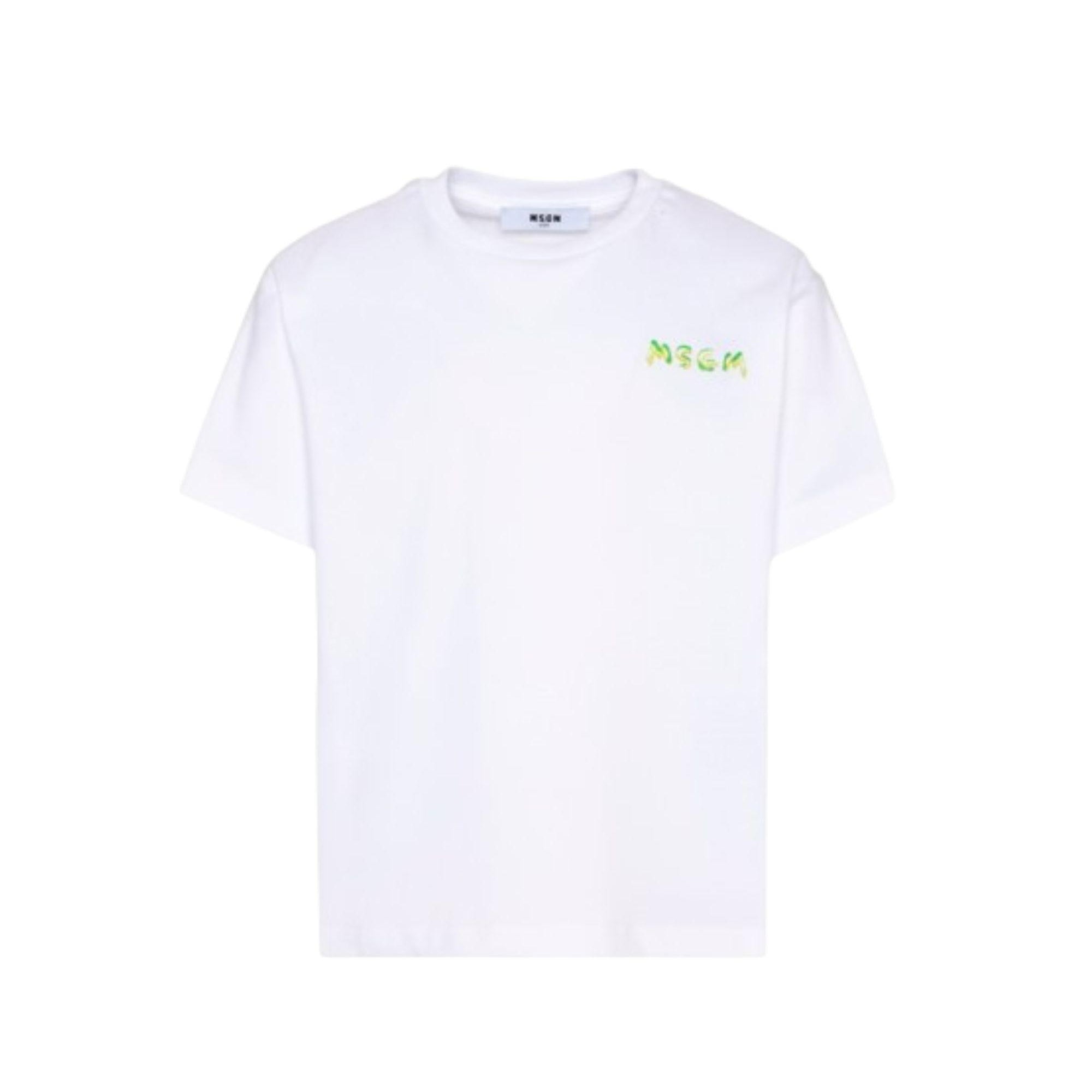 T-shirt per bambino MSGM Kids bianca con stampa logo S6MSJUTH003 001 MSGM KIDS