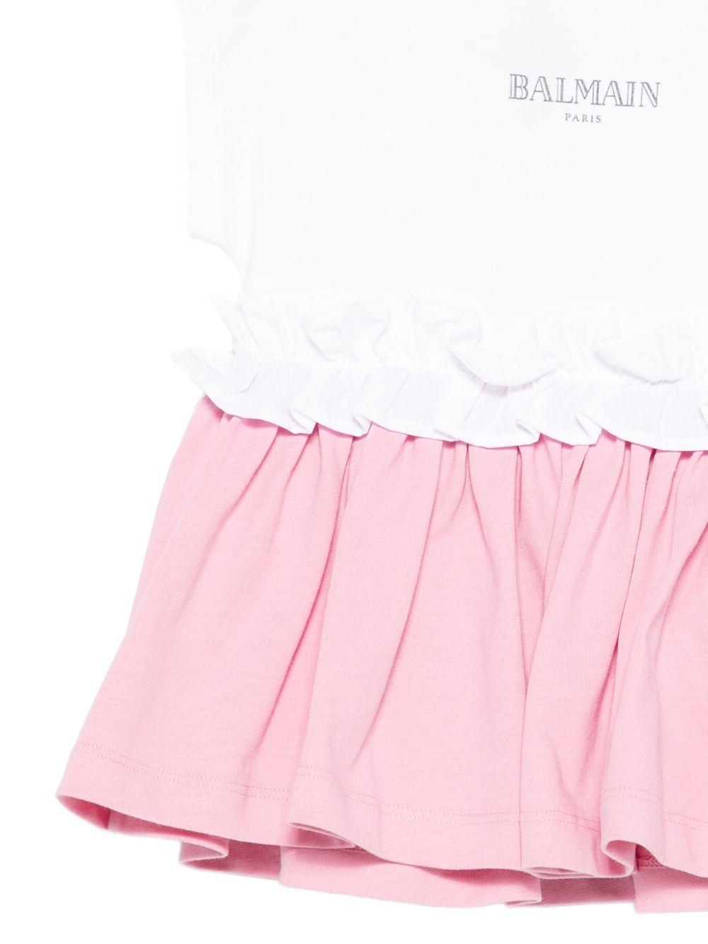 Abito per bambina Balmain kids bianco a girocollo BY1092 Z3672 552BC BALMAIN KIDS