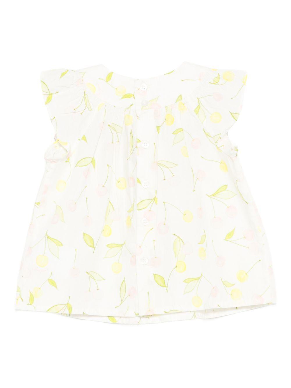 Camicia per neonata Bonpoint bianco con maniche arricciate S06XBLW00001 625 BONPOINT