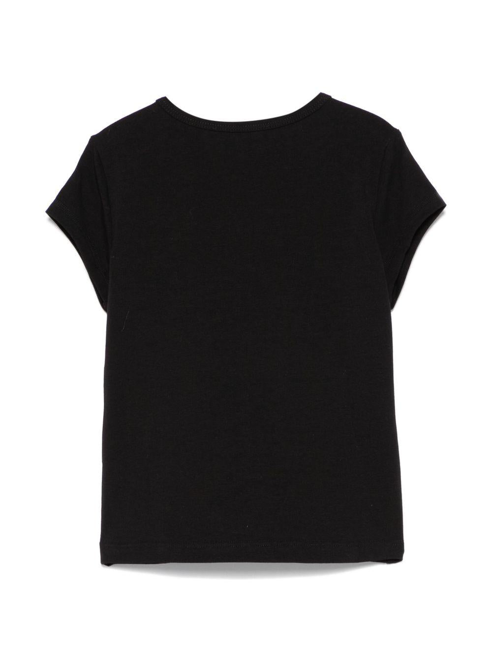 T-shirt per bambina MSGM Kids nero in jersey elasticizzato con ricamo con logo frontale S5MSJGTH081 110 MSGM KIDS