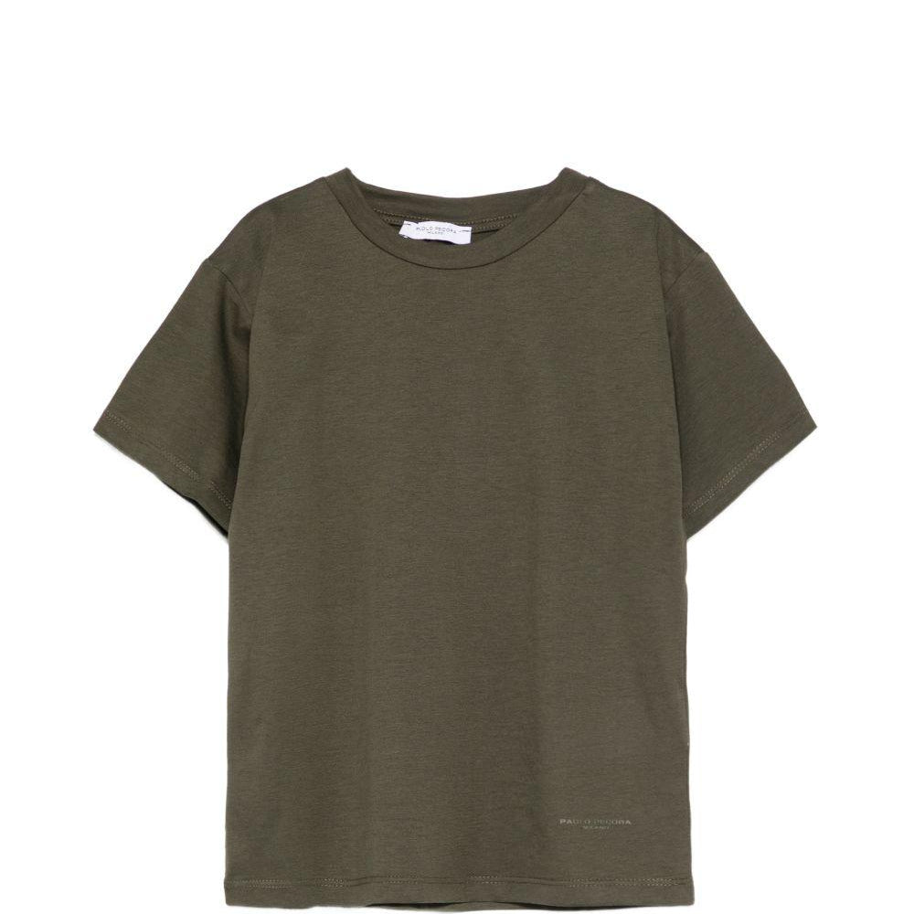 T-shirt per bambino Paolo Pecora Kids verde oliva con maniche corte PP4222 OLIVA PAOLO PECORA KIDS