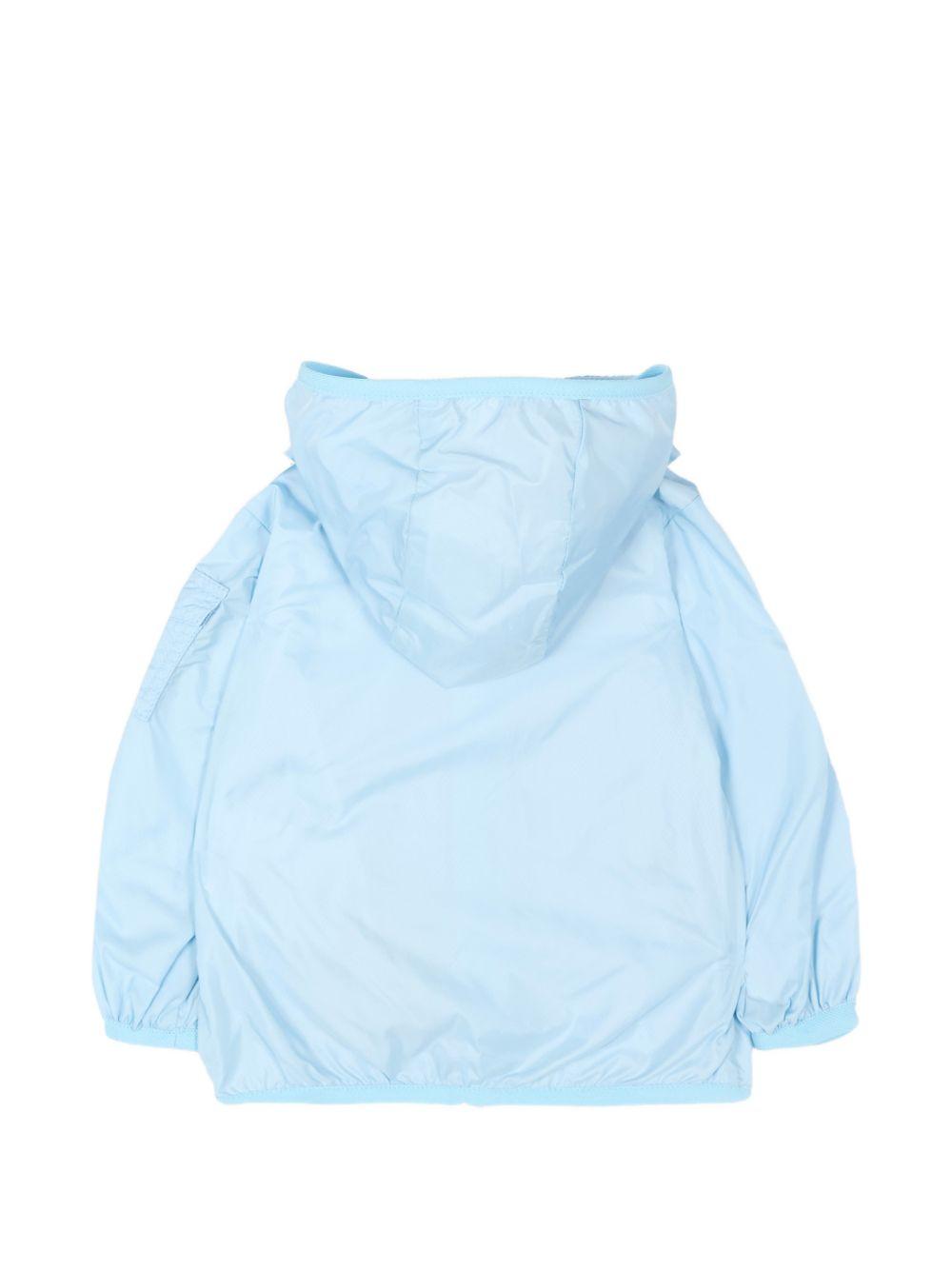 Giubbino per neonato Moncler Enfant azzurro con cappuccio L19511A0001653A5E 711 MONCLER KIDS