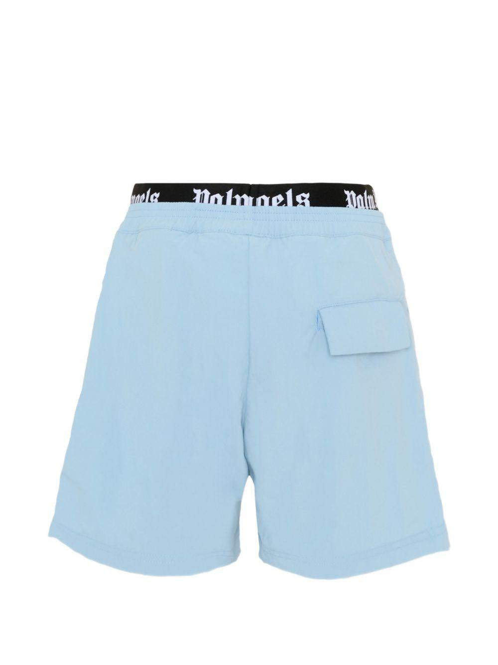Costume da bagno per bambino Palm Angels Kids azzurro con logo in vita PBFD005S26FAB001 960 PALM ANGELS KIDS