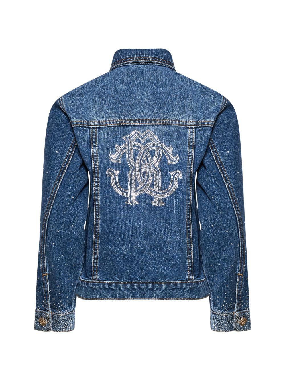 Giubbino per bambina Roberto Cavalli Kids denim con stampa logo sul retro CGP26050GB D.BLUE MED ROBERTO CAVALLI KIDS