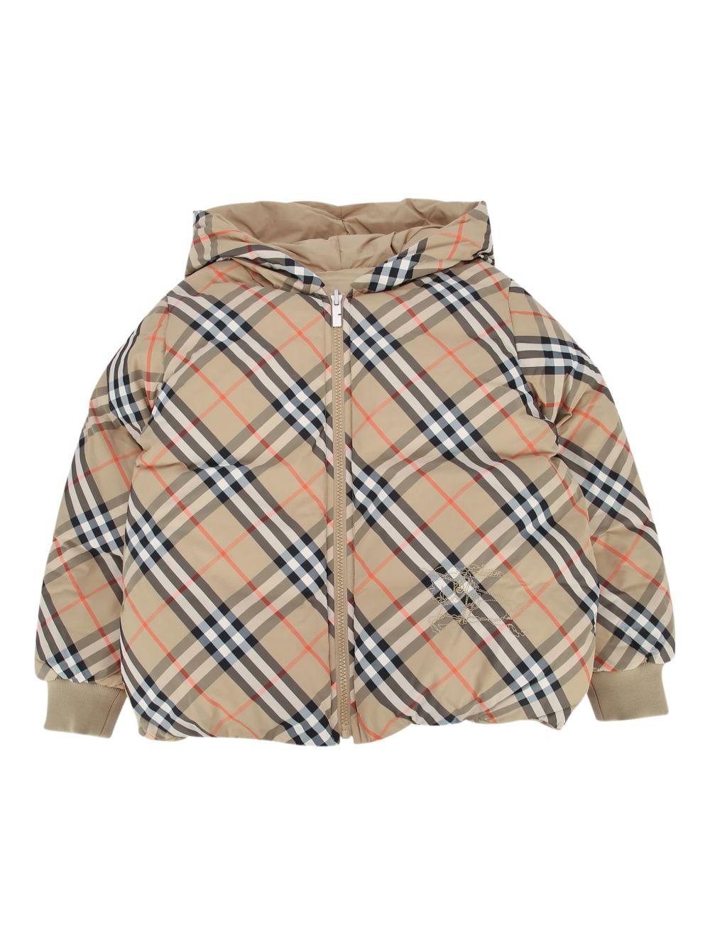 Piumino per bambino Burberry Kids beige con motivo a quadri 8112751 B9368 BURBERRY KIDS