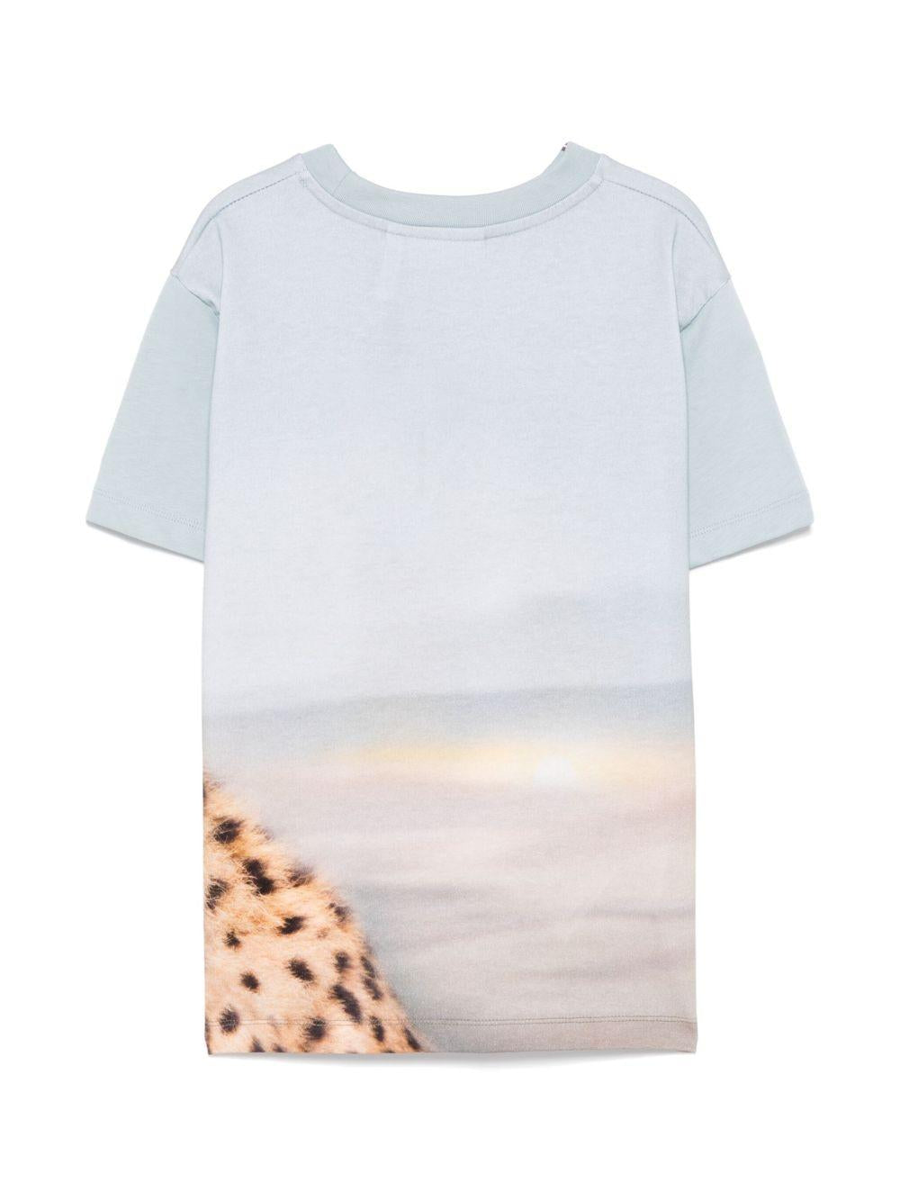 T-shirt per bambino Molo Rubin azzurro con stampa ghepardo 1S25A207 3820 MOLO KIDS